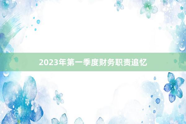 2023年第一季度财务职责追忆